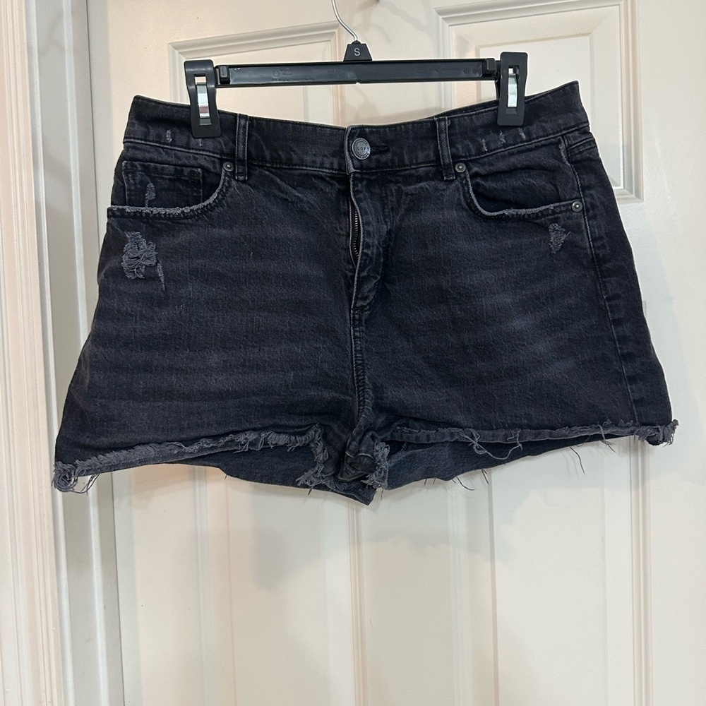 LOFT Black Distressed Jean Shorts
